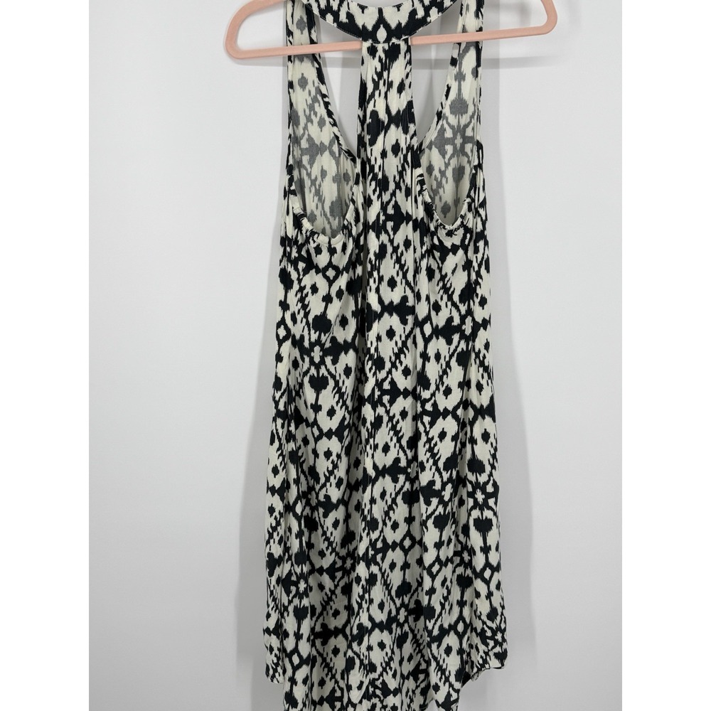 KAVU Jocelyn Ikat Dress M Black Ivory Racerback High Low Midi Tank Pocket Beach - Picture 8 of 10